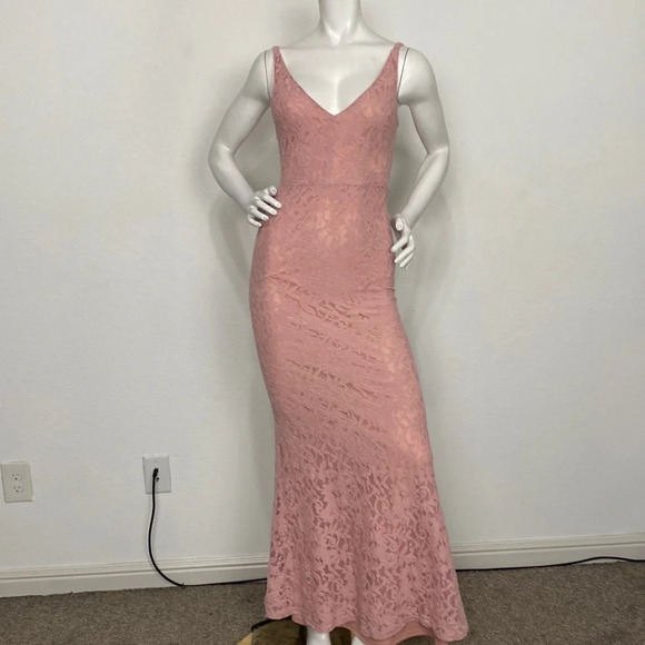 Lulus Floral Lace Glam Galore Blush Pink Lace Sleeveless Maxi Dress Size XS - Picture 3 of 9